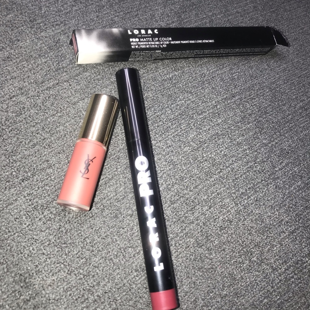 YSL lip stain AND Lorac matte lip color